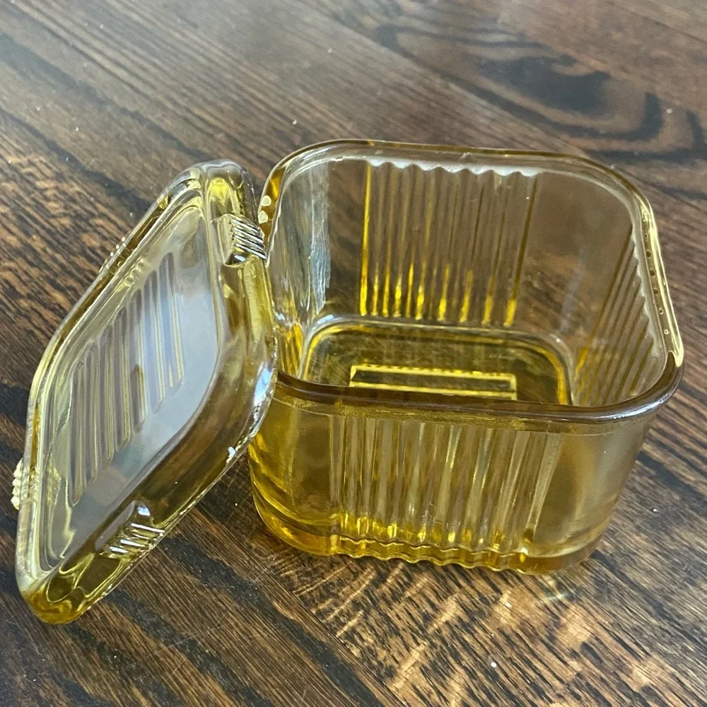 Vintage Federal Depression Glass Refrigerator Box Yellow